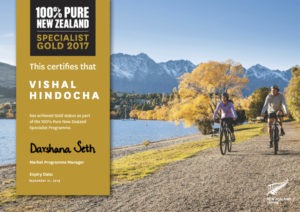 Vishal Hindocha Founder The Long White Cloud India Gold Certificate_Gold 100% Pure New Zealand Specialist