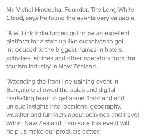 Vishal Hindocha, Founder The Long White Cloud featured on Tourism New Zealand