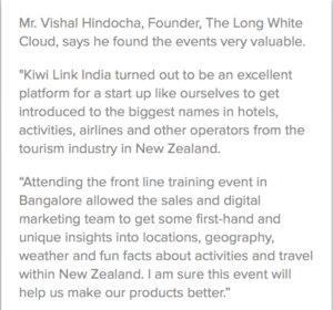 Vishal Hindocha, Founder The Long White Cloud featured on Tourism New Zealand's website